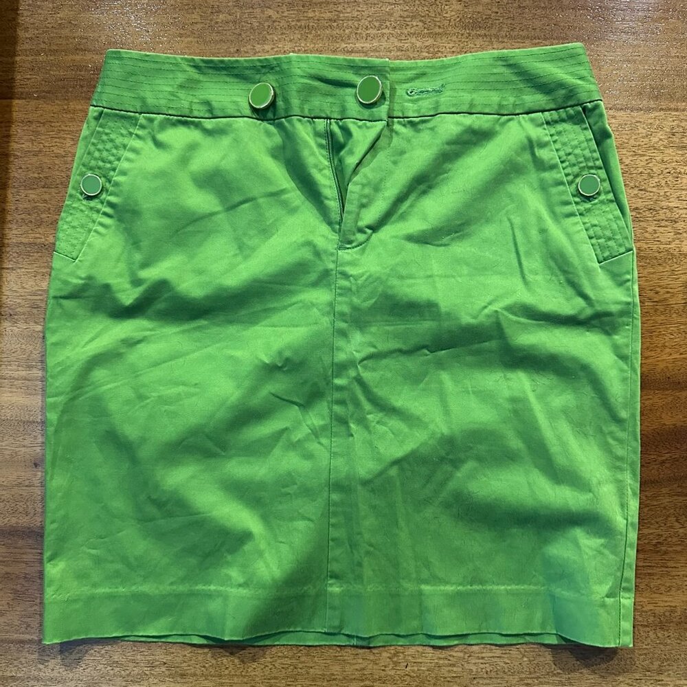 Banana Republic Size 6 Bright Green Cotton Stretch Mini Skirt